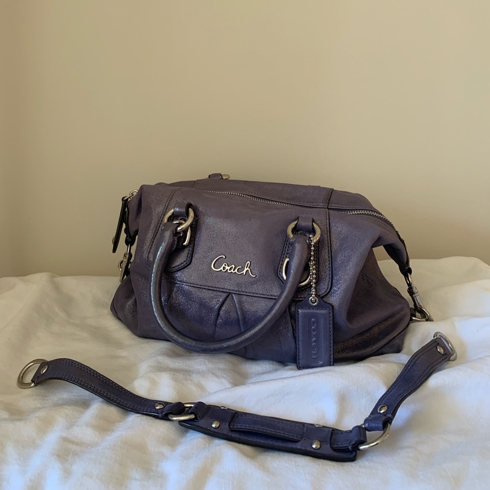 COACH bag - handheld with removable shoulder trap - purple